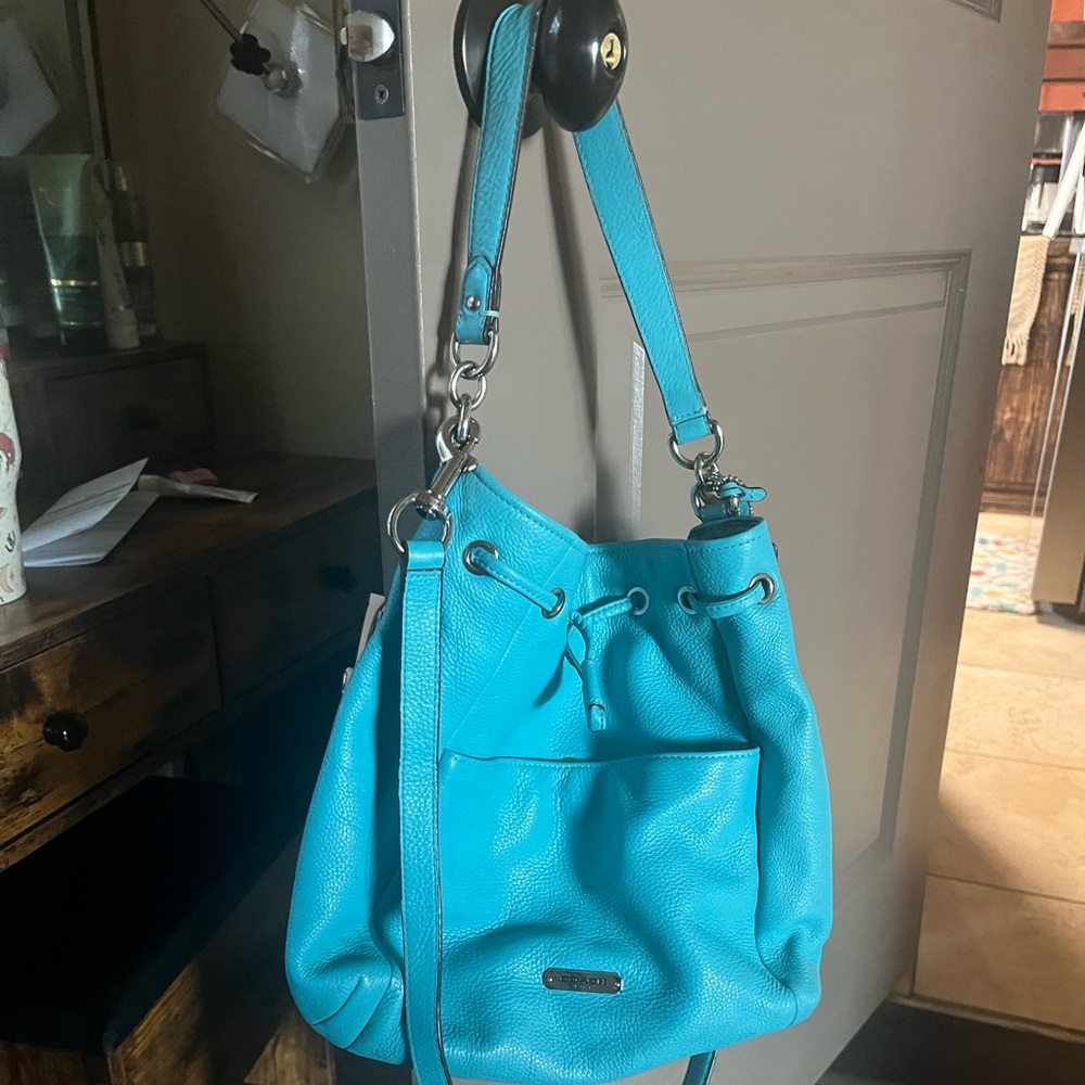 Coach teal Leather Shoulder Bag/sling